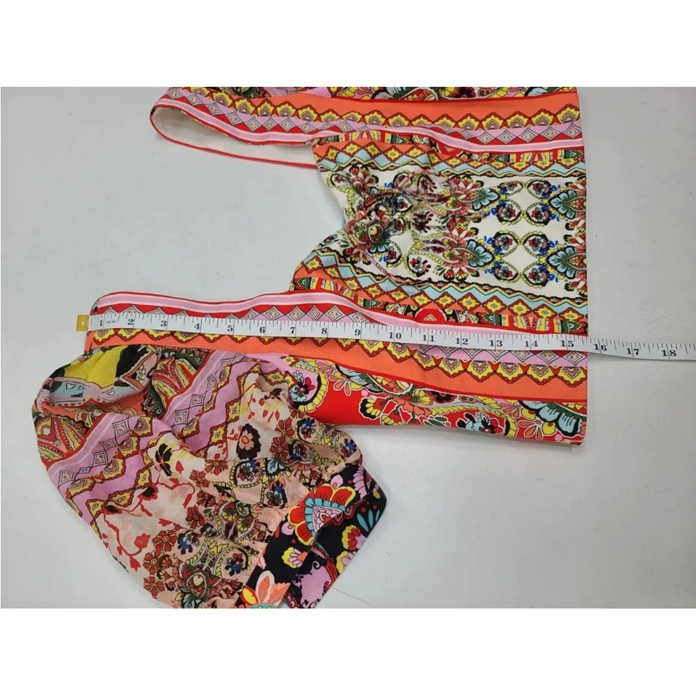 Alice + Olivia Margarite Tie Front Cropped Puff Sleeve Crop Top Size XS READ - Picture 9 of 9